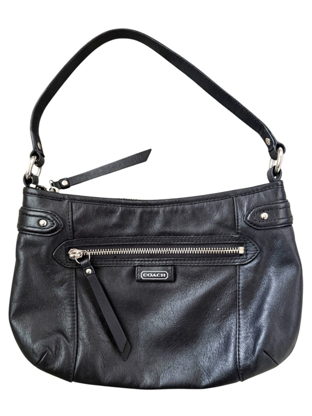 Coach Daisy Vintage Black Leather Shoulder Bag Top Zip